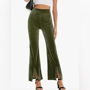 KOJOOIN Women's Flare Velvet Corduroy Leggings